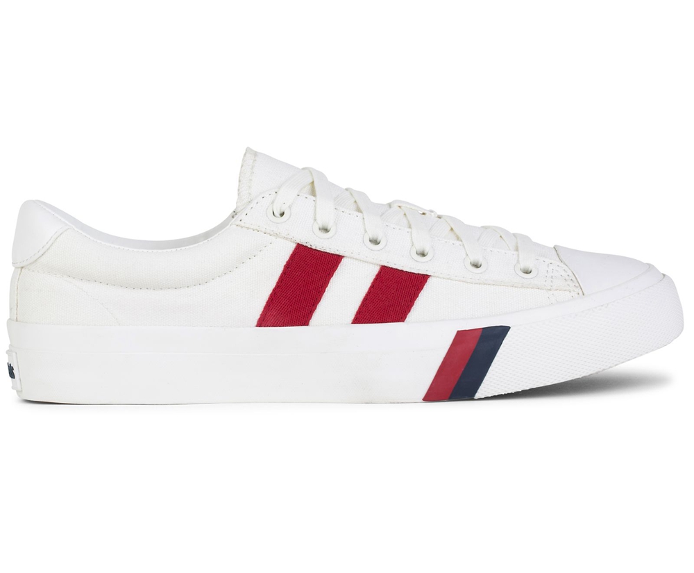 Keds Royal Plus Canvas Sneakers - White/Red - Womens 0183QFDLI